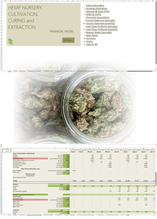 Hemp Nursery Cultivation Curing Extraction Financial Model