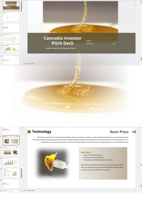 Cannabis Solventless Extraction Investor Pitch Deck Template